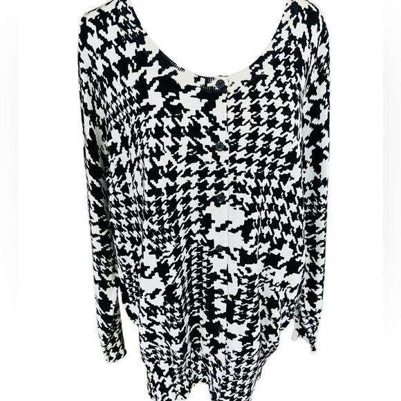 Lane Bryant black & white herringbone print button front cardigan size 18/20. - Picture 1 of 7